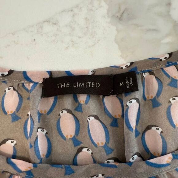 The Limited Long Sleeve Sheer Bird Print Blouse Women's Medium Brown Loose Fit - Picture 3 of 6